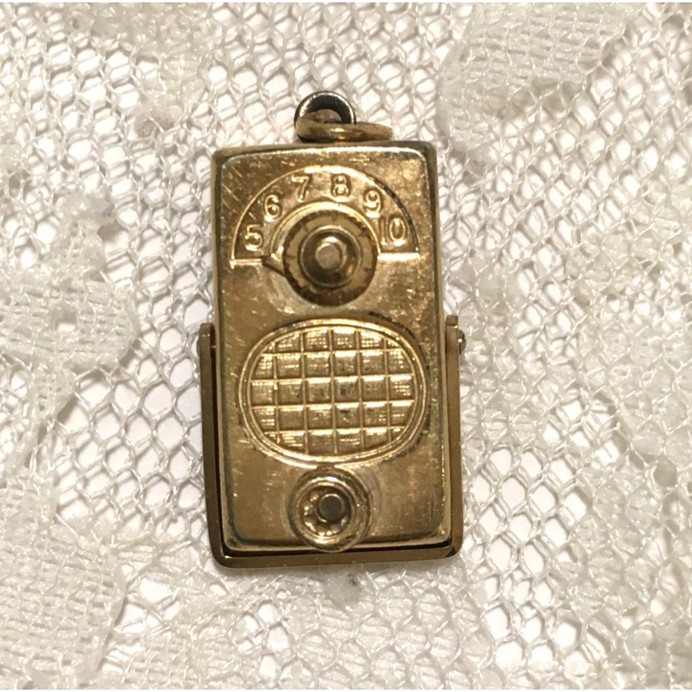 Vintage Transistor Radio Charm 1/20 12kt GF articulated